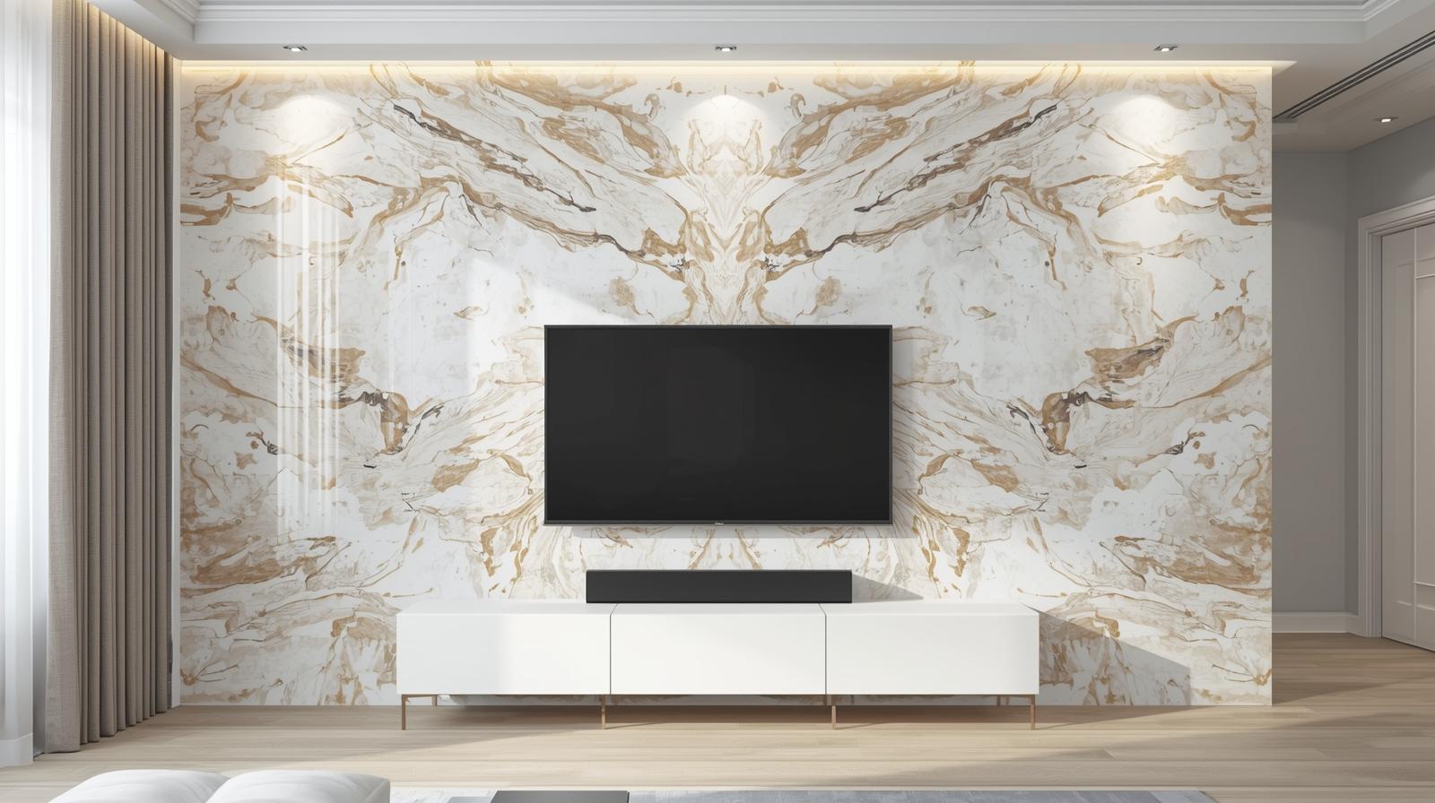 ماربل شیت پشت تلویزیون | هایپر دکوراسیون جعفری